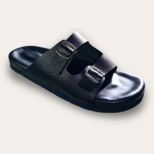 Sandalia de Piel Graneada con Hebillas Ajustables y Plantilla de Cuero para Hombre